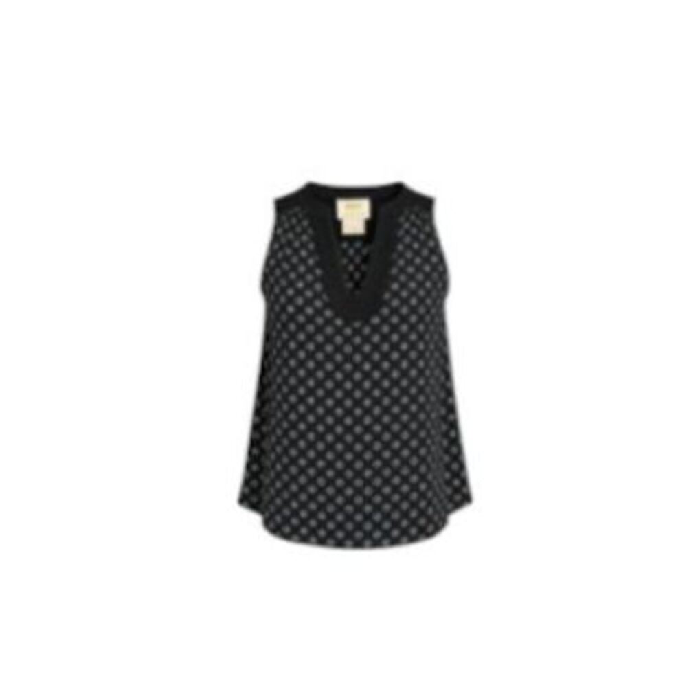 Maeve Anthropologie Black White Geometric Sleeveless Blouse Size 2 Viscose